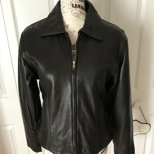 Dark brown leather jacket, Size S